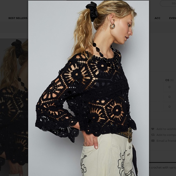 POL “ Stockholm “ POL Crochet Top in Various Weave Patterns Black 57 - Picture 4 of 6